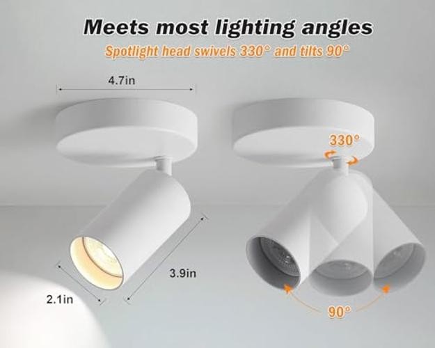 2 Pack Ceiling Spotlight Indoor Adjustable 1-Light Track Lighting 2 pack White