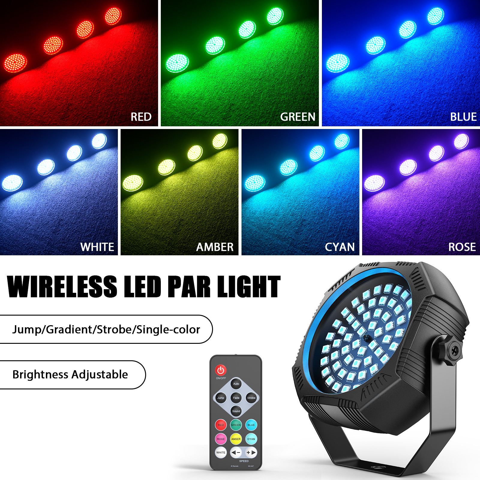 6PCS Rechargeable 60LED RGB Battery Par Stage Light Party DJ Xmas Show Wireles