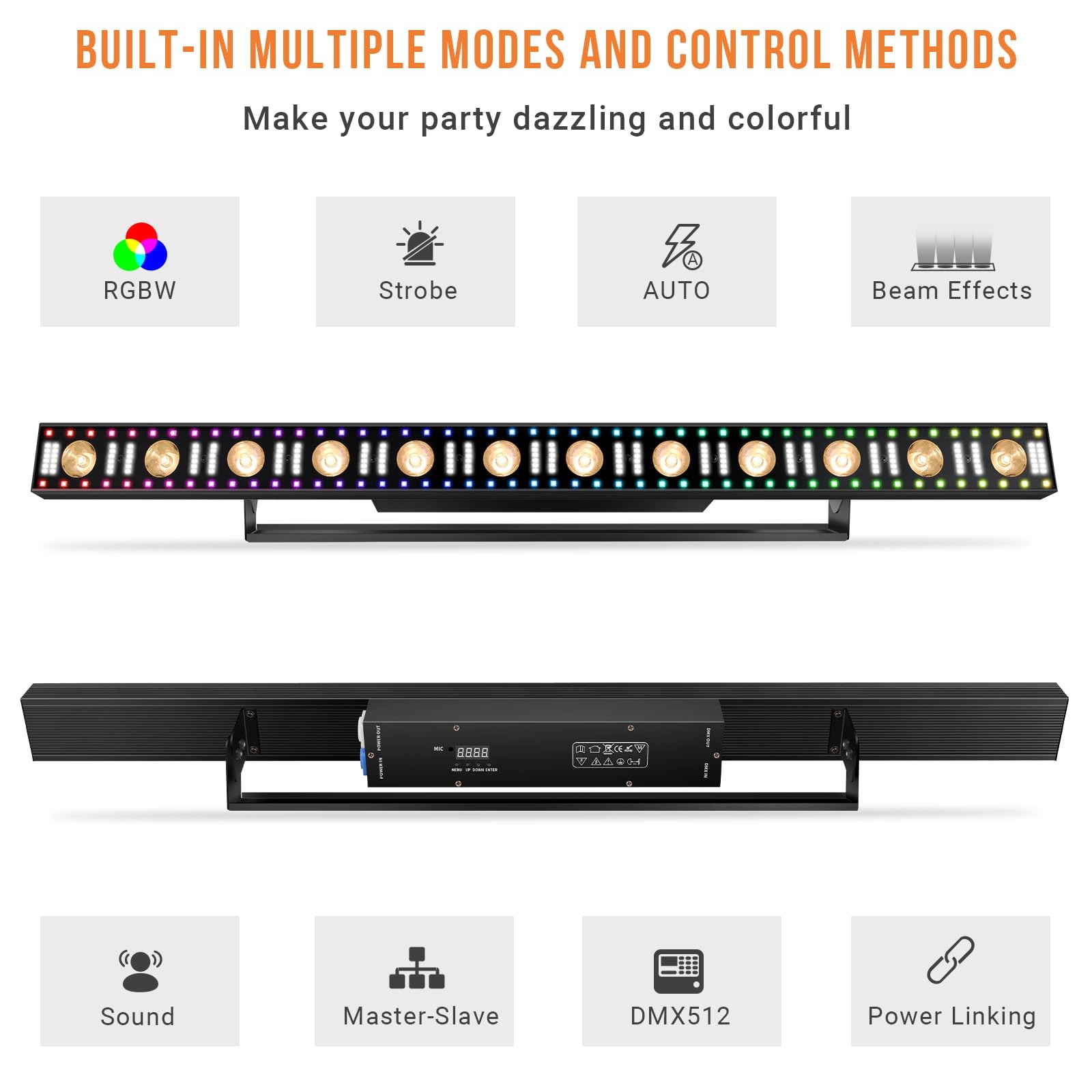 LED Stage Wash Light Bar – 40IN 100W DJ Light Bar 3IN1 RGB LED Strobe Beam Li…