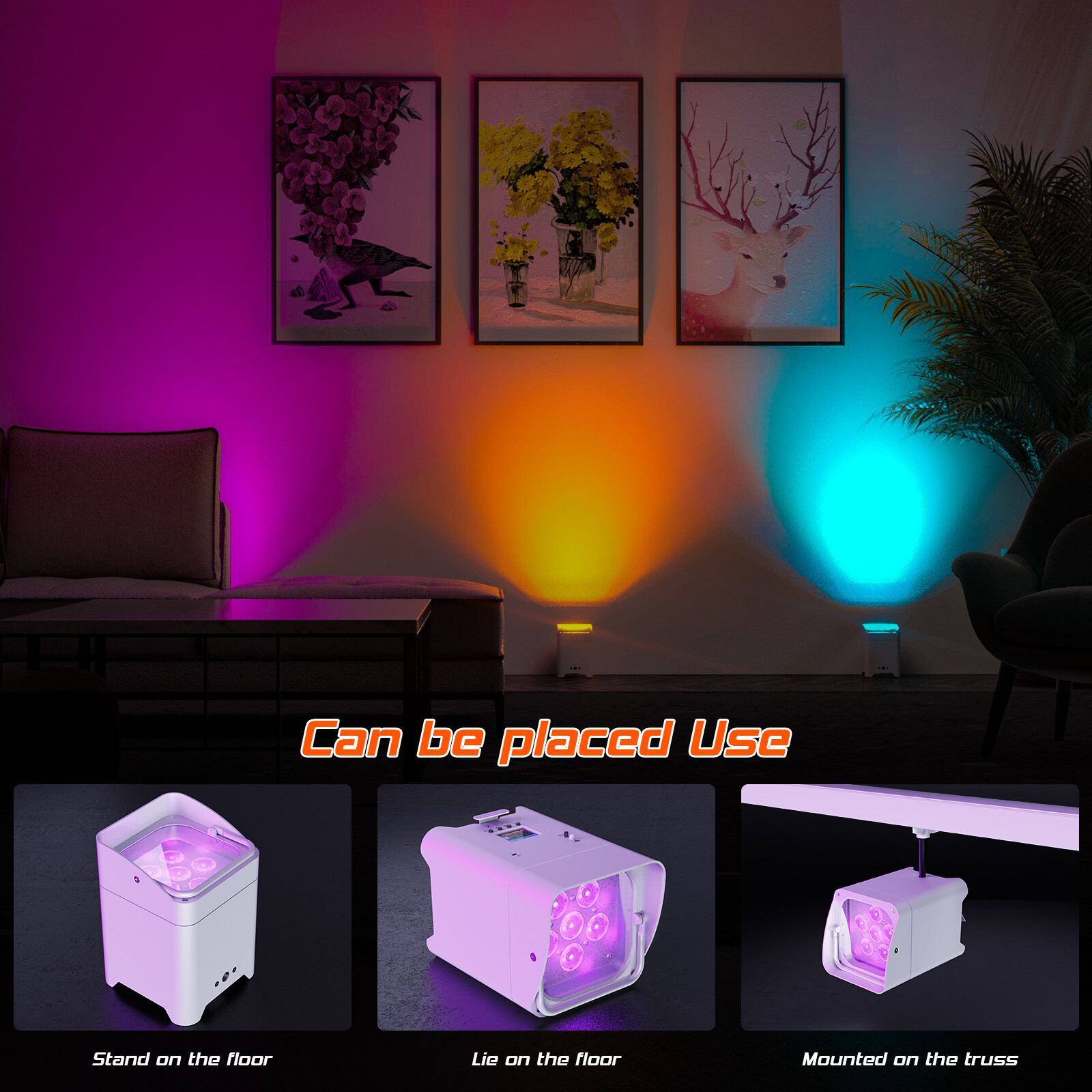 4PCS 6x18W RGBWA+UV Battery Powered WIRELESS DMX Par Can Lights DJ Uplighting