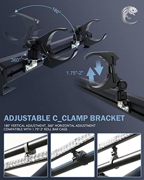 30” UTV LED Chase Light Bar w/ 1.75”-2” Roll Cage Mount Bracket Rear RBYBR