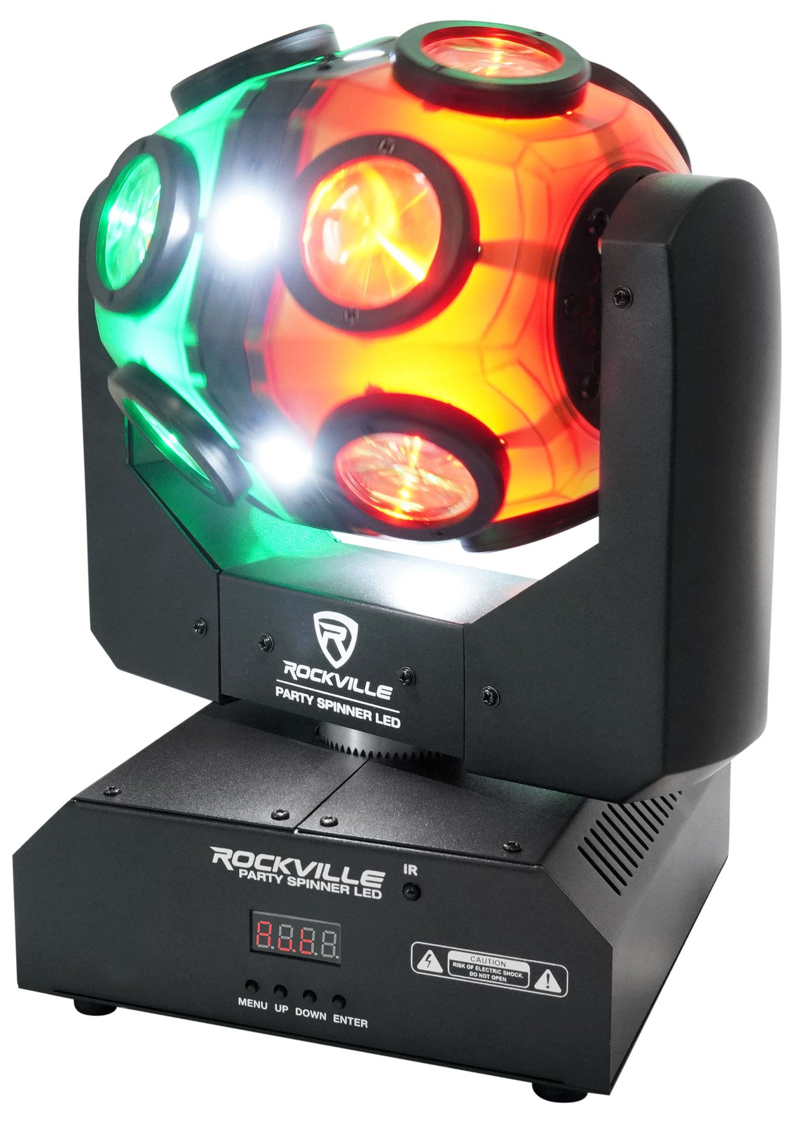 Rockville Party Spinner LED Moving Head RGBW DJ Light with DMX Controls+18 LED’s
