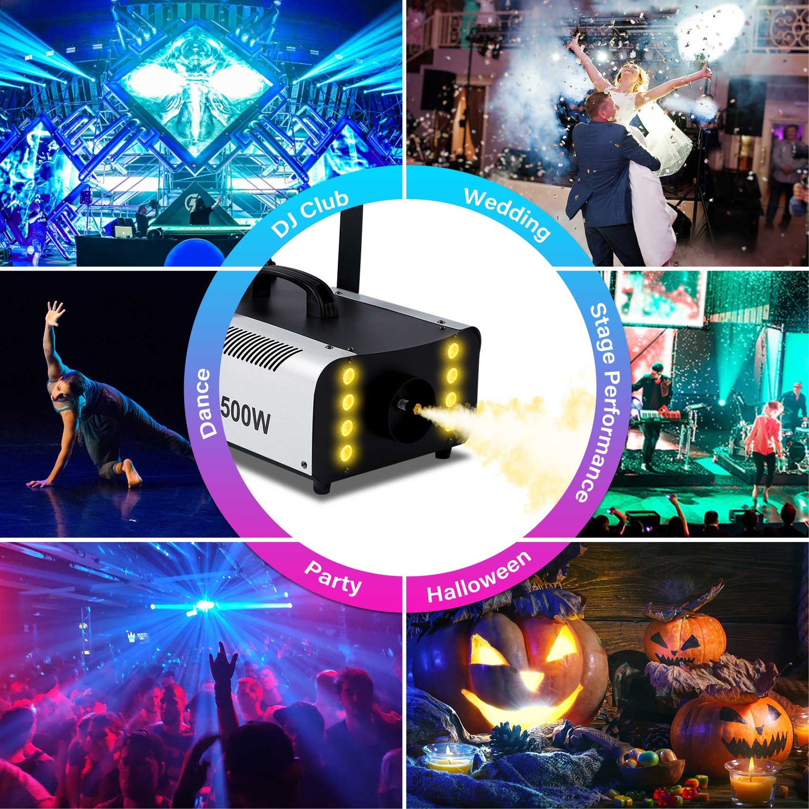 1500W No LED/8LED/12LED Light Smoke Fog Machine fogger Stage DJ Party w/ Remote