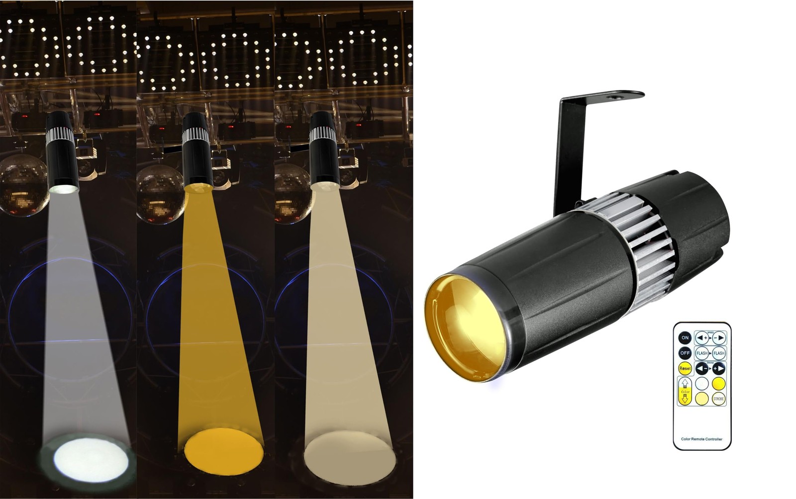 15W LED Pinspot Light IR Controller Cool Warm White Spotlight Disco Party KTV