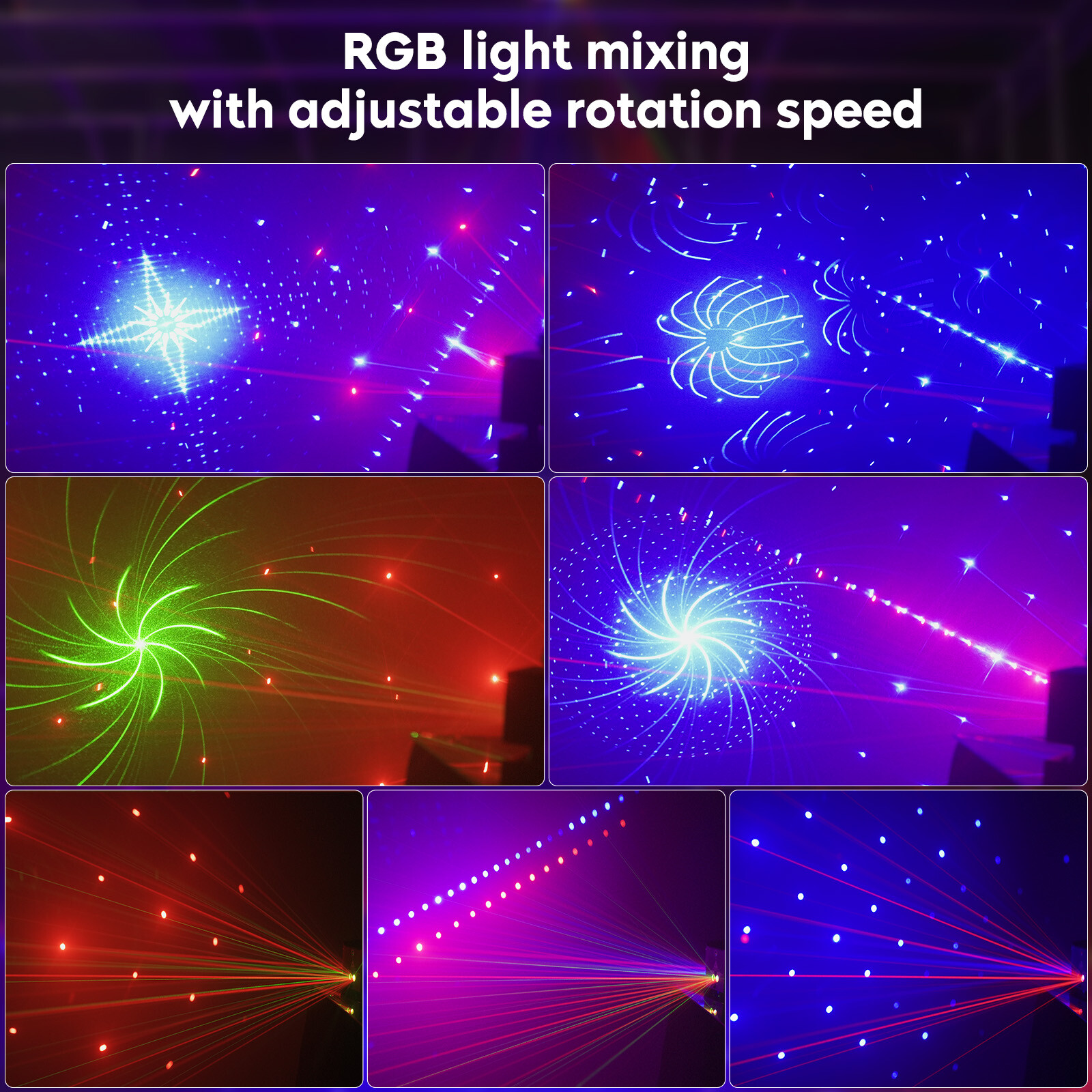 U`King 9 Eyes Projector Laser Light DMX RGB Stage Lighting DJ Show With Remote