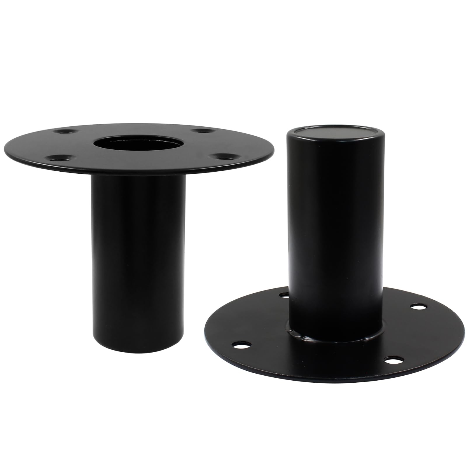 2 PCS Black Metal Speaker Stand Top Bracket 4.25×3.3 Inch Mounts Hat Pole