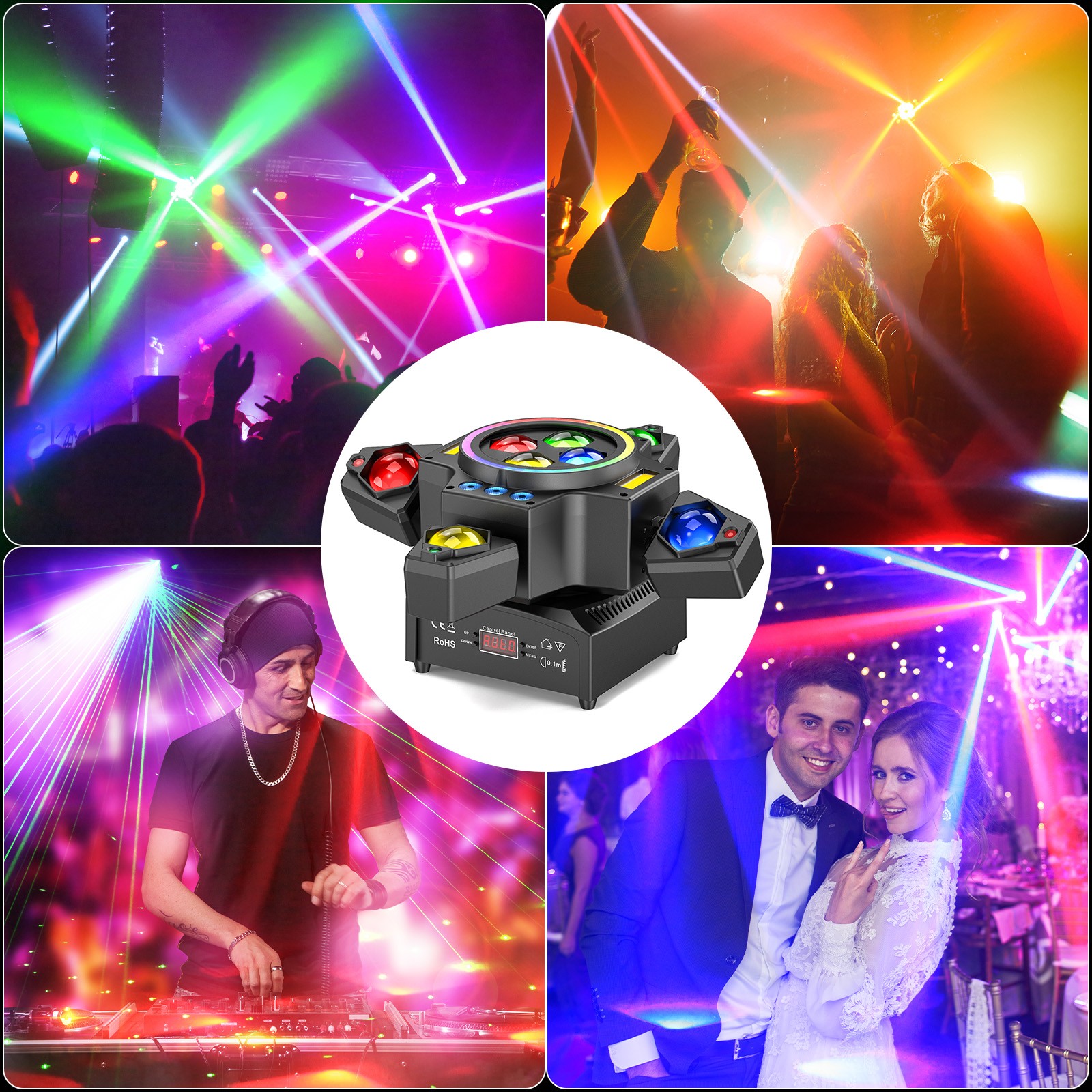 4 Arm Bee Eye 180W LED Stage Light Moving Head Beam Light Laser Disco Party Bar