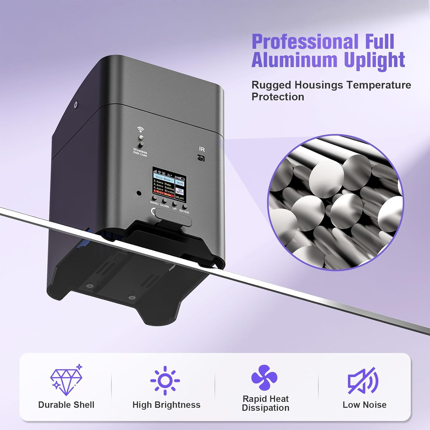 Rechargeable Battery Powered Stage Lights, Wireless Uplights for Events, 6-In-1