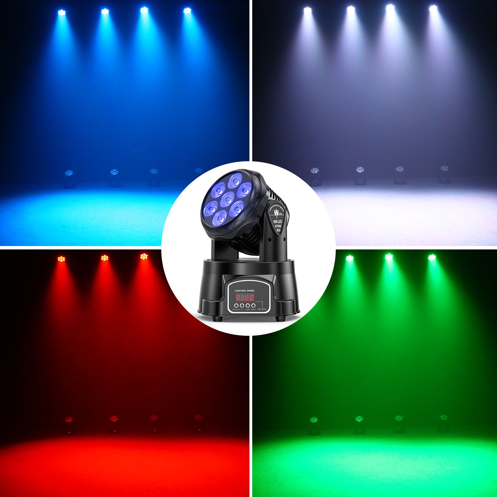 105W Moving Head Beam Light 7 LED DMX Disco Stage Light RGBW Wall Wash Light