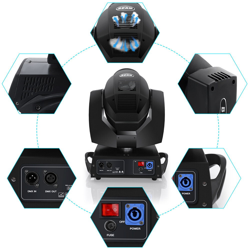 230W Moving Head Light RGBW 8+16Prisms 17Gobos Beam Strobe DMX with Flight Case