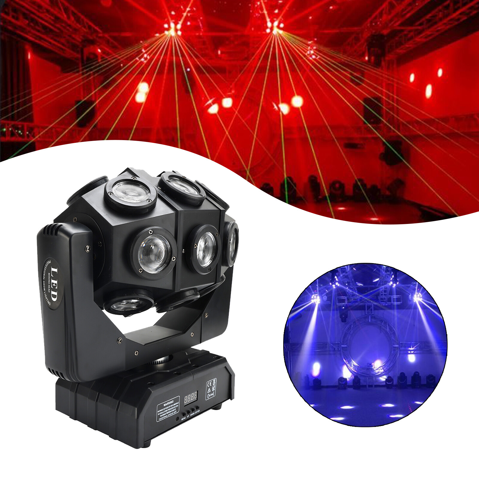 180W Moving Head 18 LED Rotating Beam DMX Stage Light RGBW Disco Party Effect E4