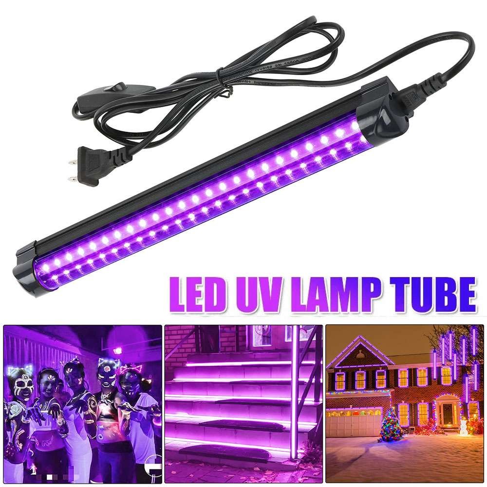 48 LED UV Black Light Bar Fixtures Ultraviolet Lamp Strip US Plug DJ Party Club