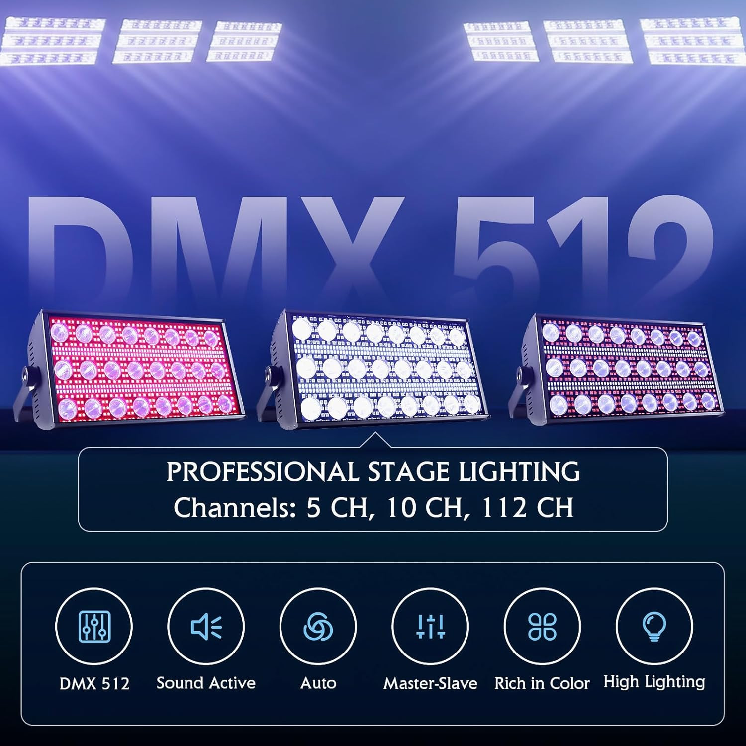 LED Stage Light 300W Strobe Lights, Wash & Beam DJ Bar Lighting, 664 Pcs RGBW LE