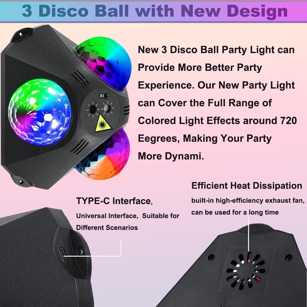 Disco Ball Party Lights Indoor Outdoor, Dj Lights Disco Ball Decor Party Stro…