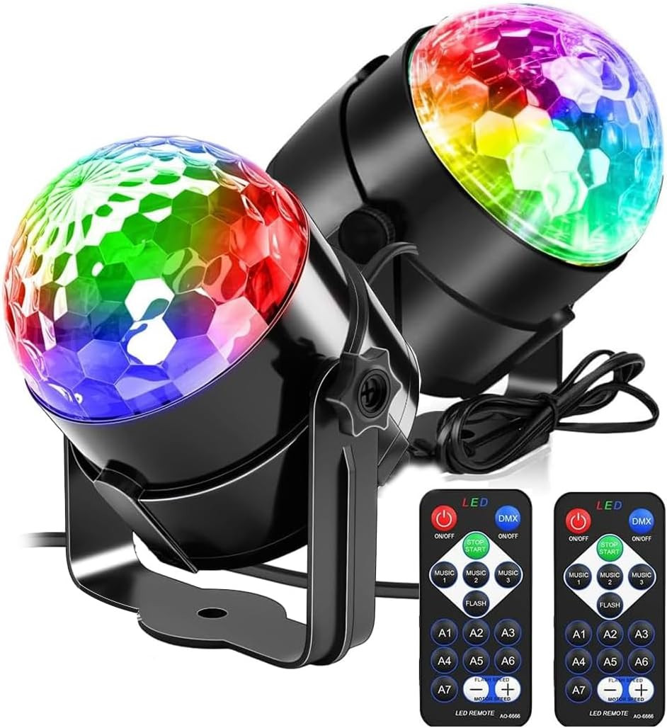 2-Piece Set Disco Ball Lights with Remote Control | Sound Controlled Flash Party