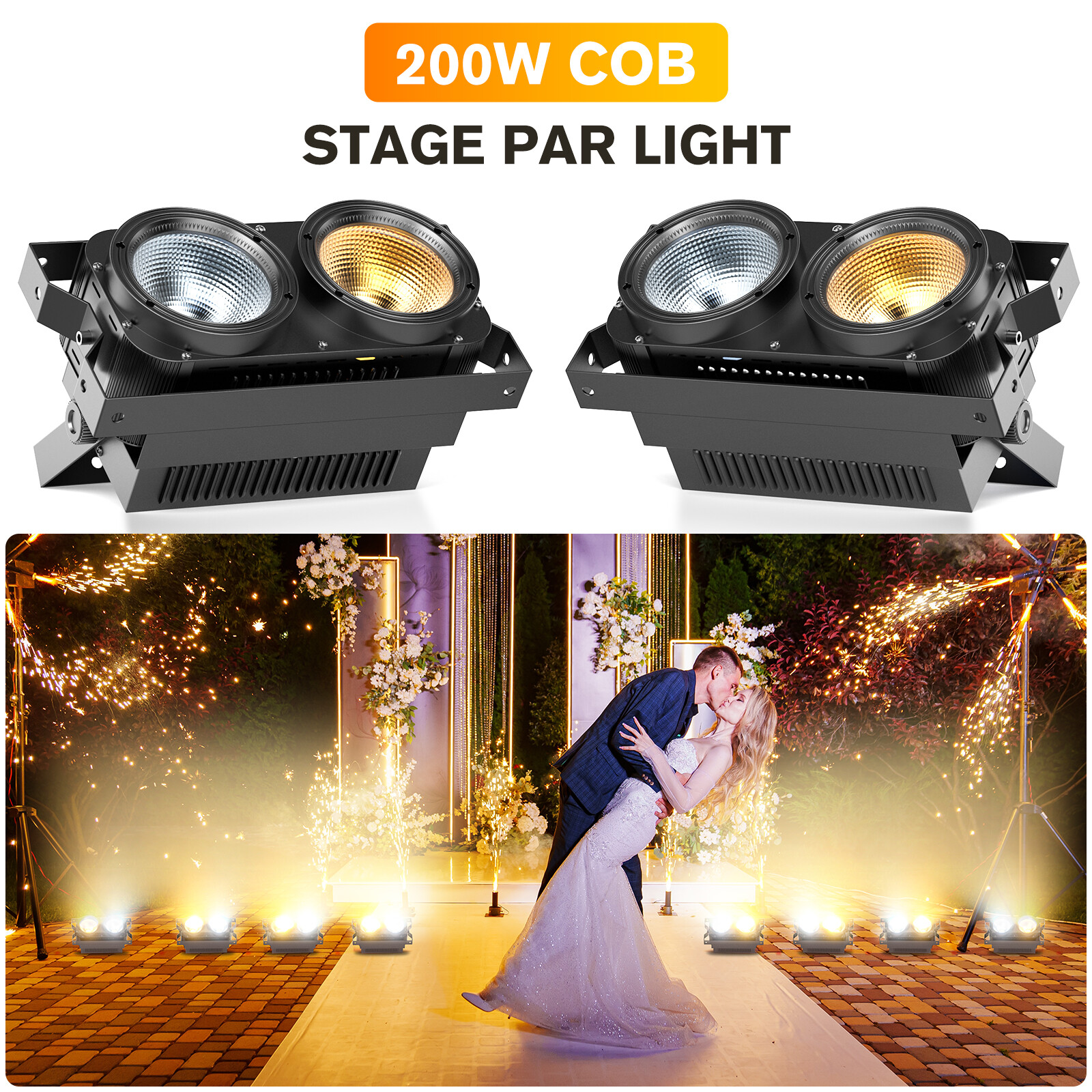 200W COB LED Par Light DMX Stage DJ Audience Blinder Light Warm White Cool White