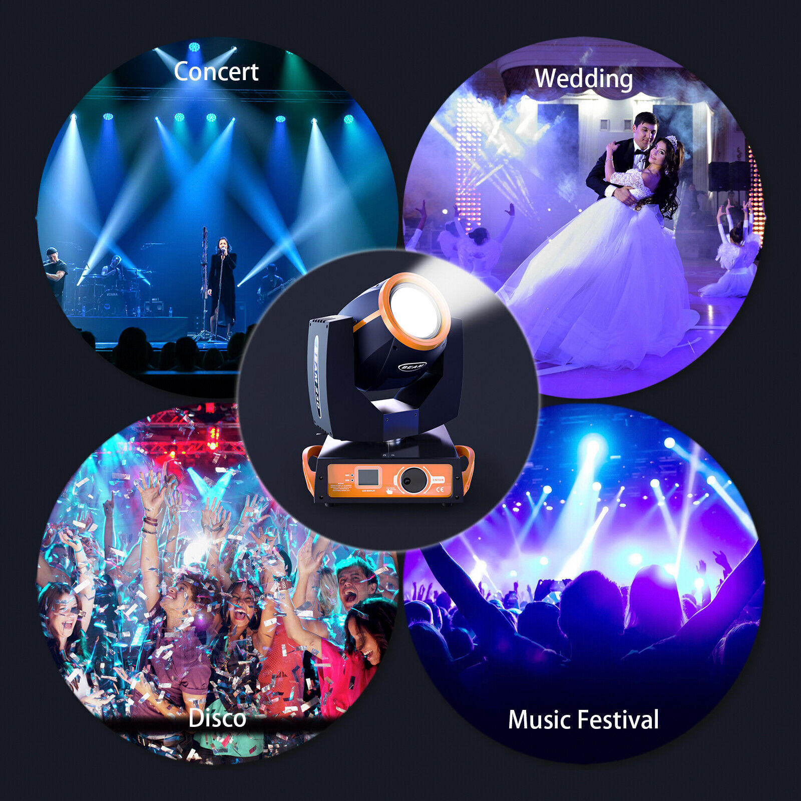 2PCS 230W Moving Head Stage Beam Lighting 8 Prism 16CH DMX512 7R DJ Party US