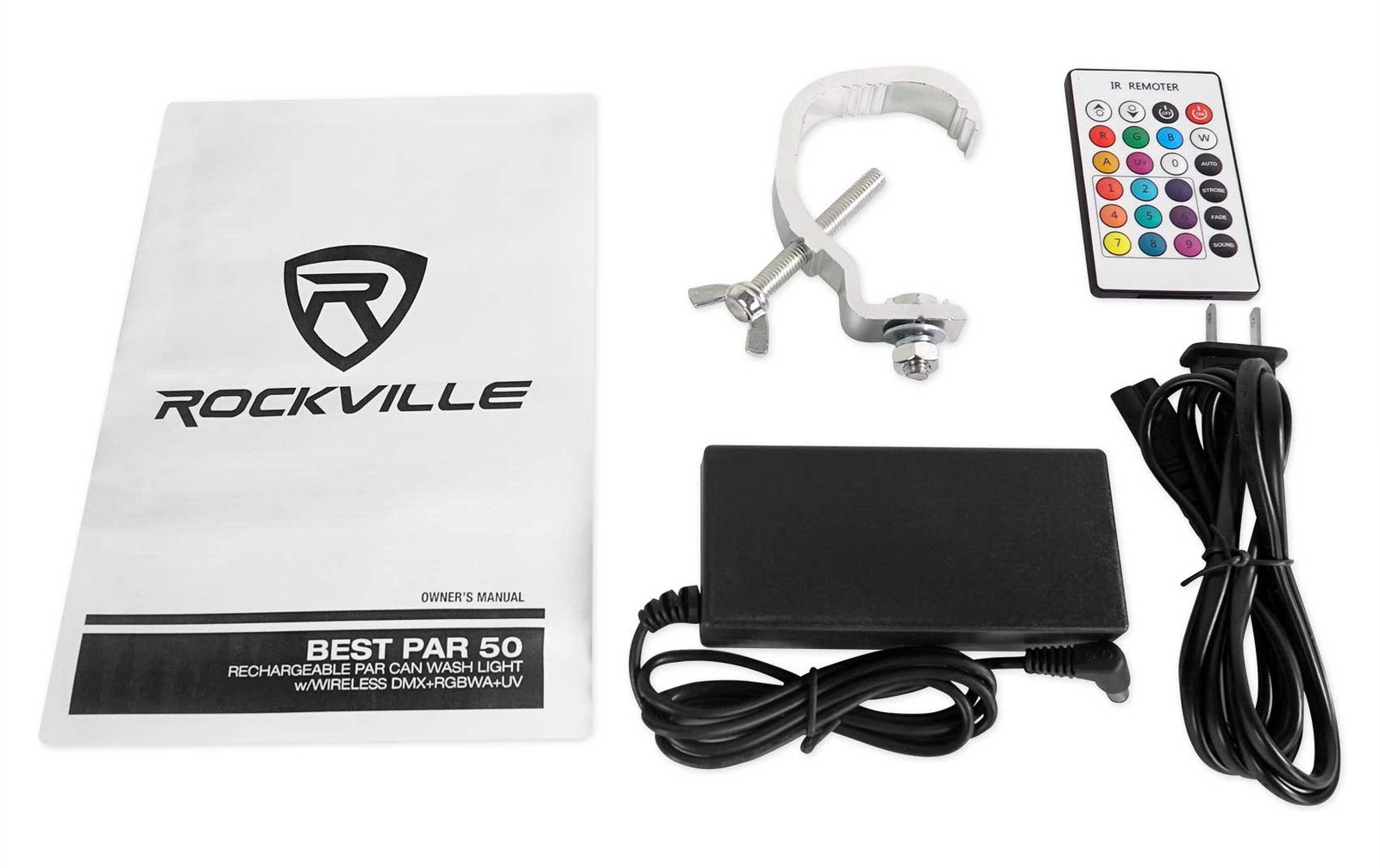 (8) Rockville BEST PAR 50 Battery Wash Lights Wireless DMX+384 Ch. Controller
