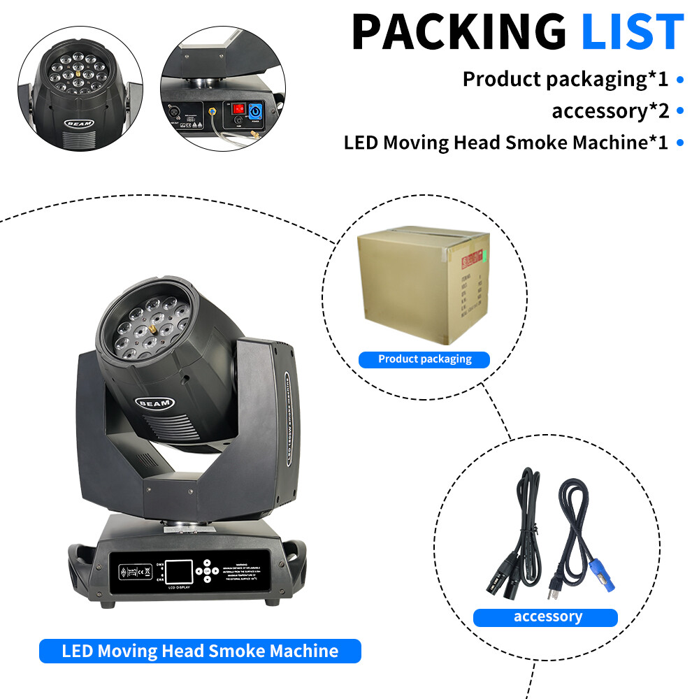 1800W LED Moving Head Fog Smoke Machine Moving Head Wash DMX for Stage DJ Club