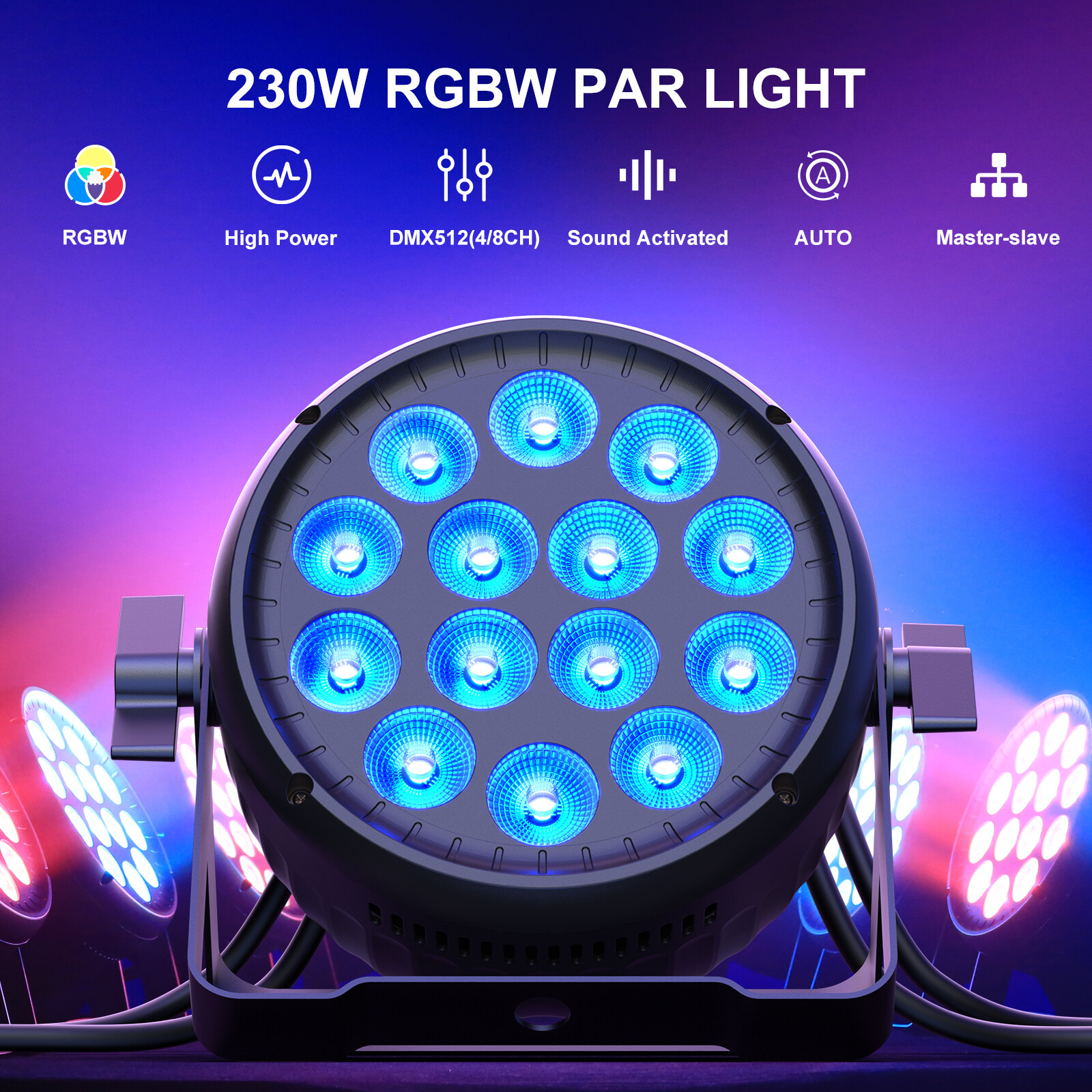 230W Metal Shell RGBW 4in1 14 LED Par DMX Stage Light Party DJ Show Wedding