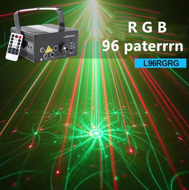 Remote 96 Effect Red Green Laser Blue Led Christmas Decor Stage Light Projector