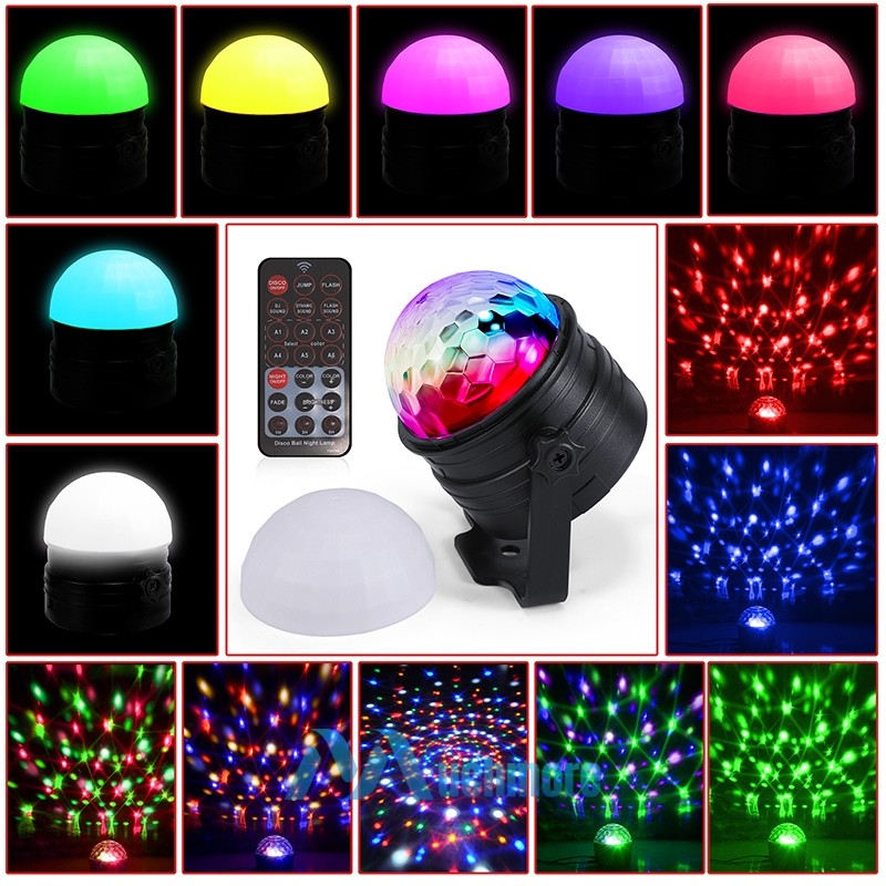 2-IN-1 Disco Party Lights Strobe LED DJ Ball Sound Activated Rotating Night Lamp