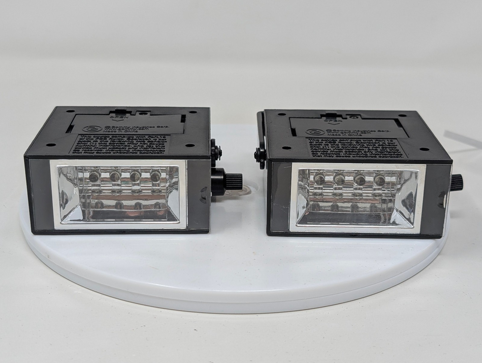 2x Gemmy Small Black Square Strobe Lights Battery Operated Halloween Flashing