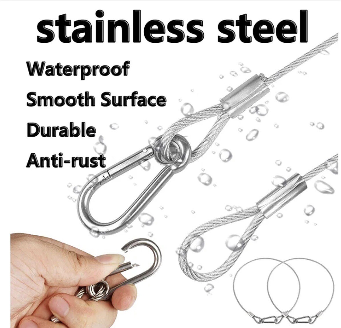 10 Stage Light Safety Cables 47”, Stainless Steel Security Cable.Multi Use
