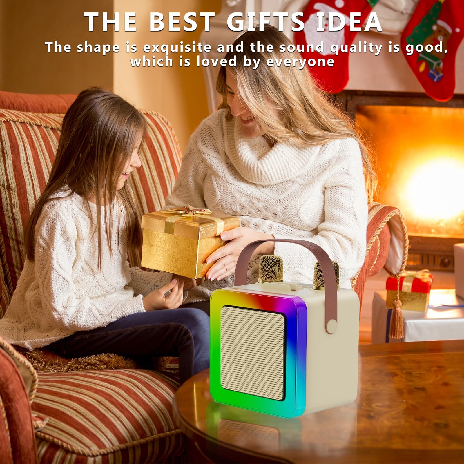 Mini Karaoke Machine for Kids Adults, Portable Bluetooth Speaker with 2 Wirel…