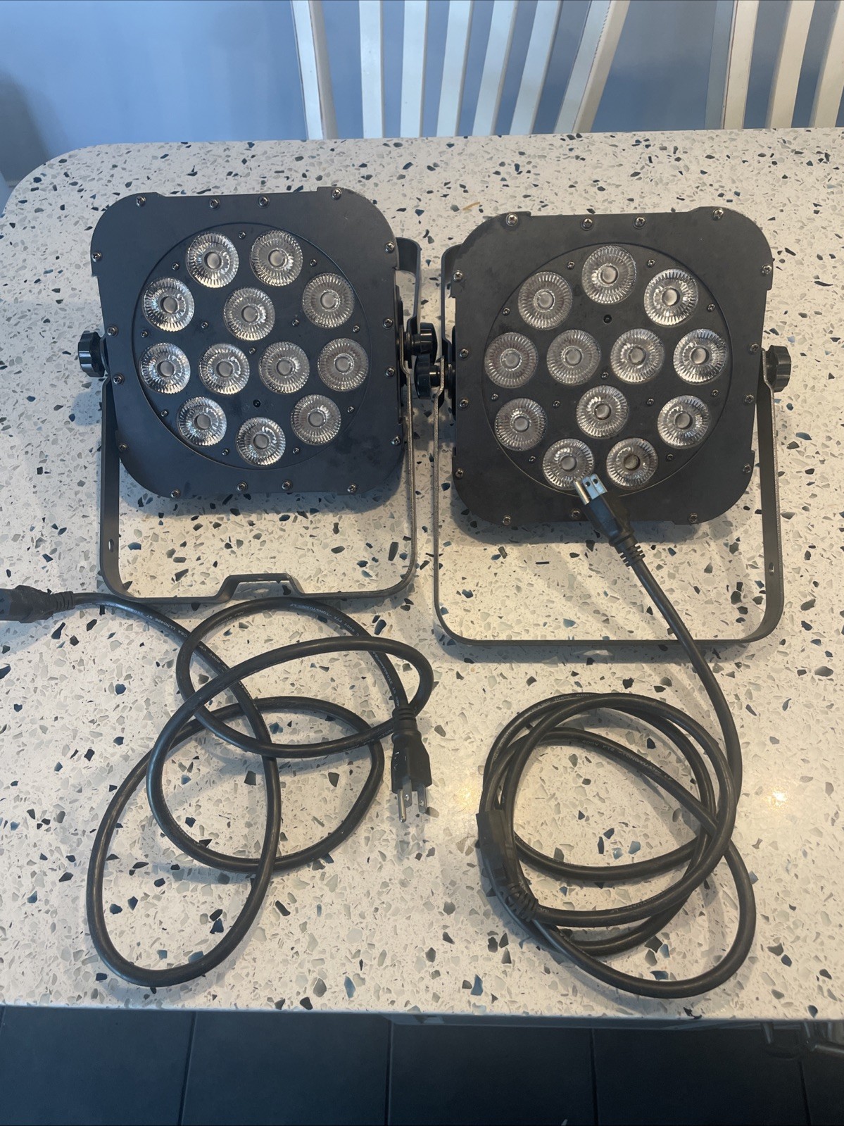Two American DJ Flat Par QA12X LED Stage Lights w/ Power Cable Incl