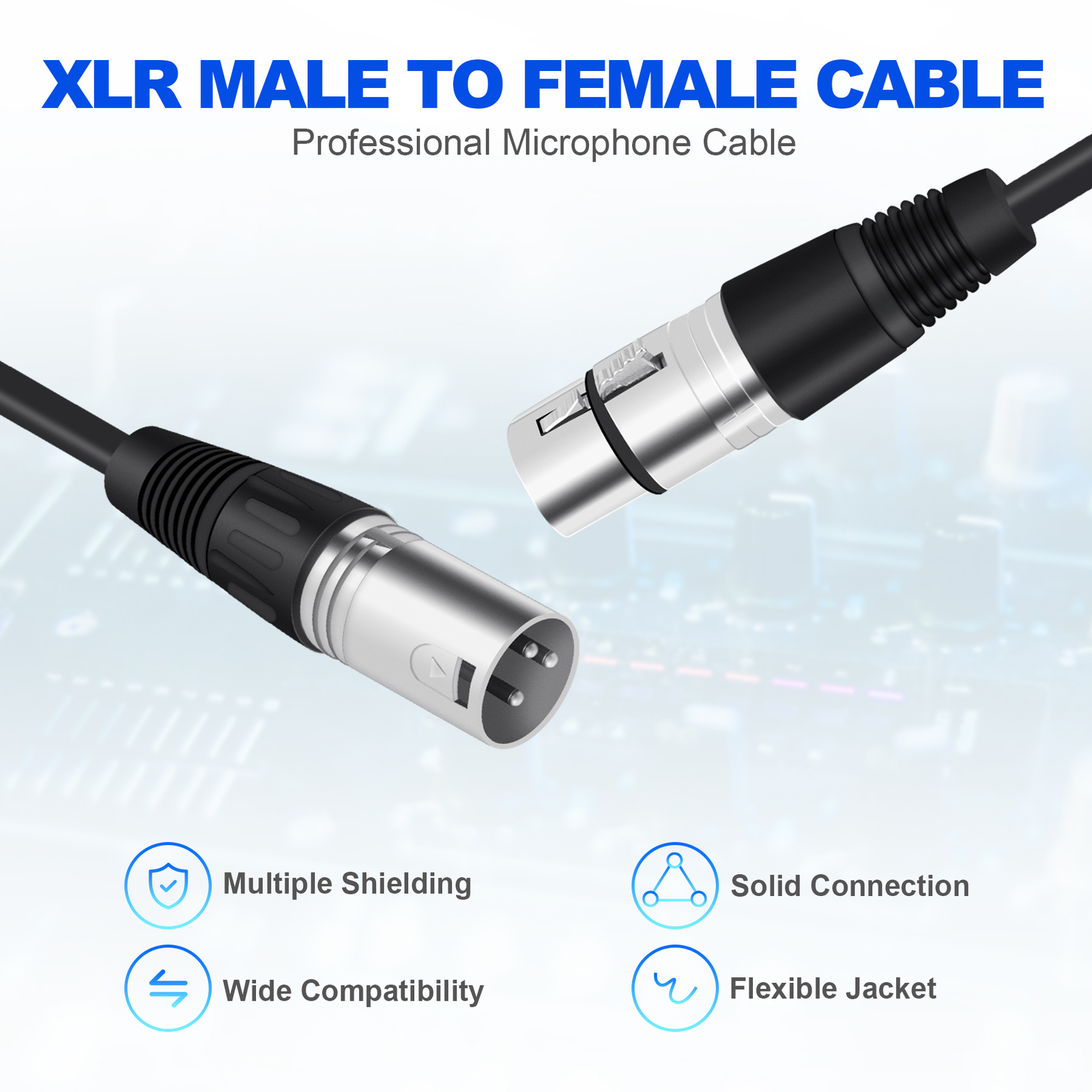 4Pack 3ft XLR Audio Cables 3Pin Male to Female Mixer MIC Microphone Cord Cable