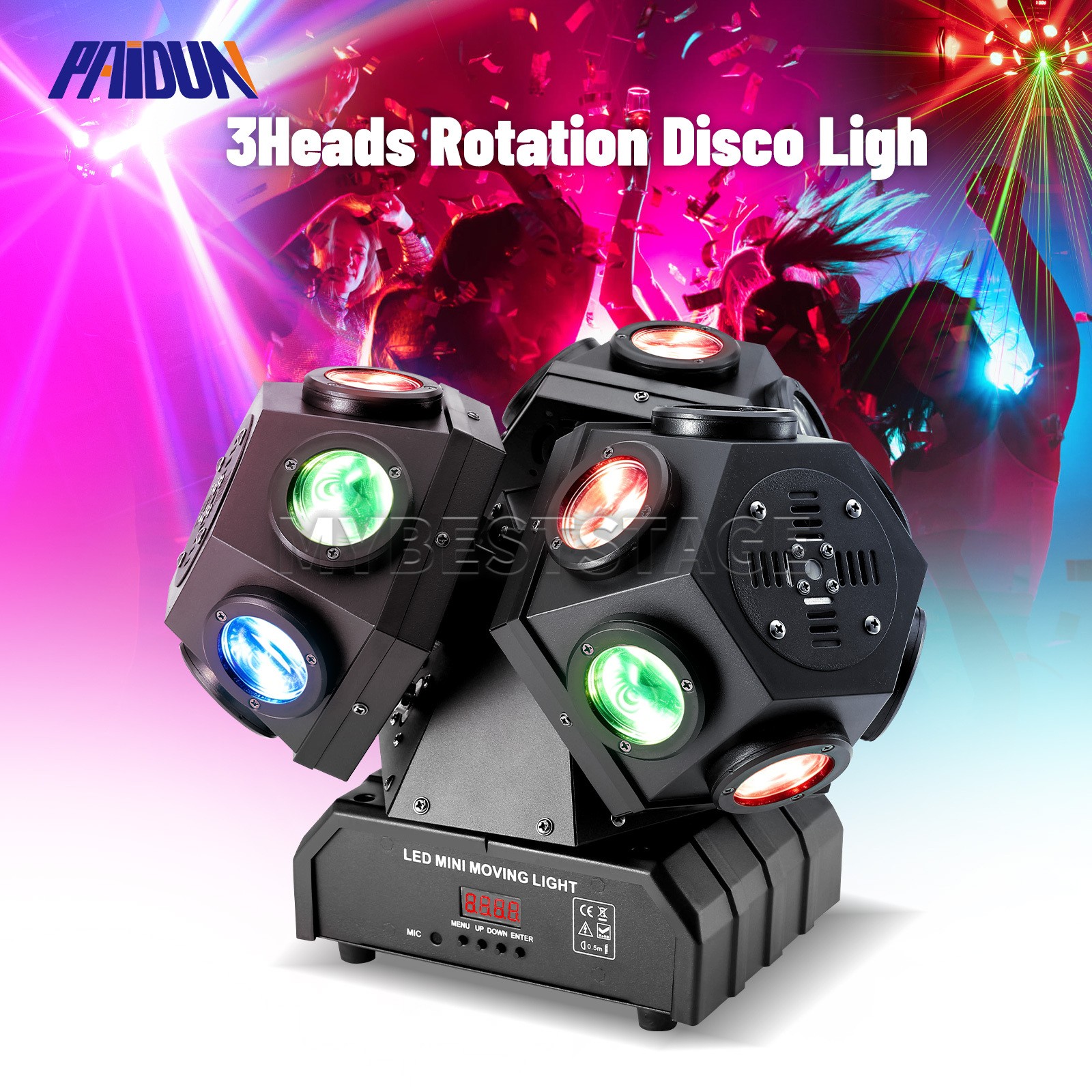 PAIDUN 200W RGBW Rotation Laser Moving Head Light Strobe DJ Disco Party Dance