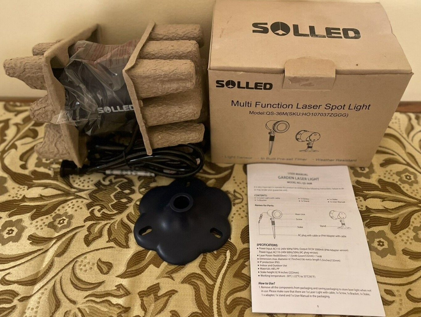 Solled Outdoor Laser Landscape Spot Light Christmas Red Green Timer NEW Box