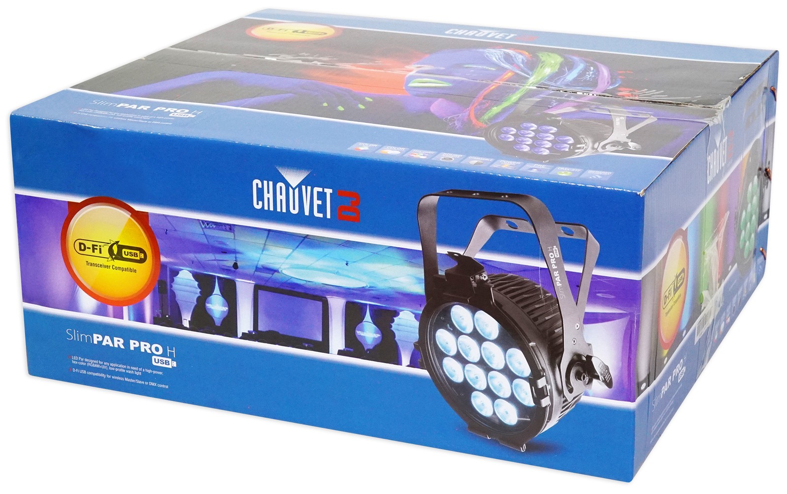 Chauvet DJ SlimPar Pro H USB D-Fi RGBAW+UV LED Wash Light+Cable+Clamp+Speaker
