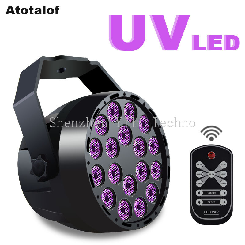 18x3W LED DMX512 Stage Light Spotlight UV Purple Sound Control Projection Lamp