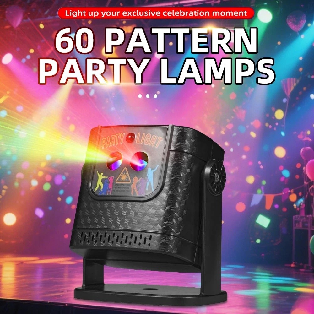 60 Pattern DJ Disco Stage Light Laser Projector Music Sync Sound Activated