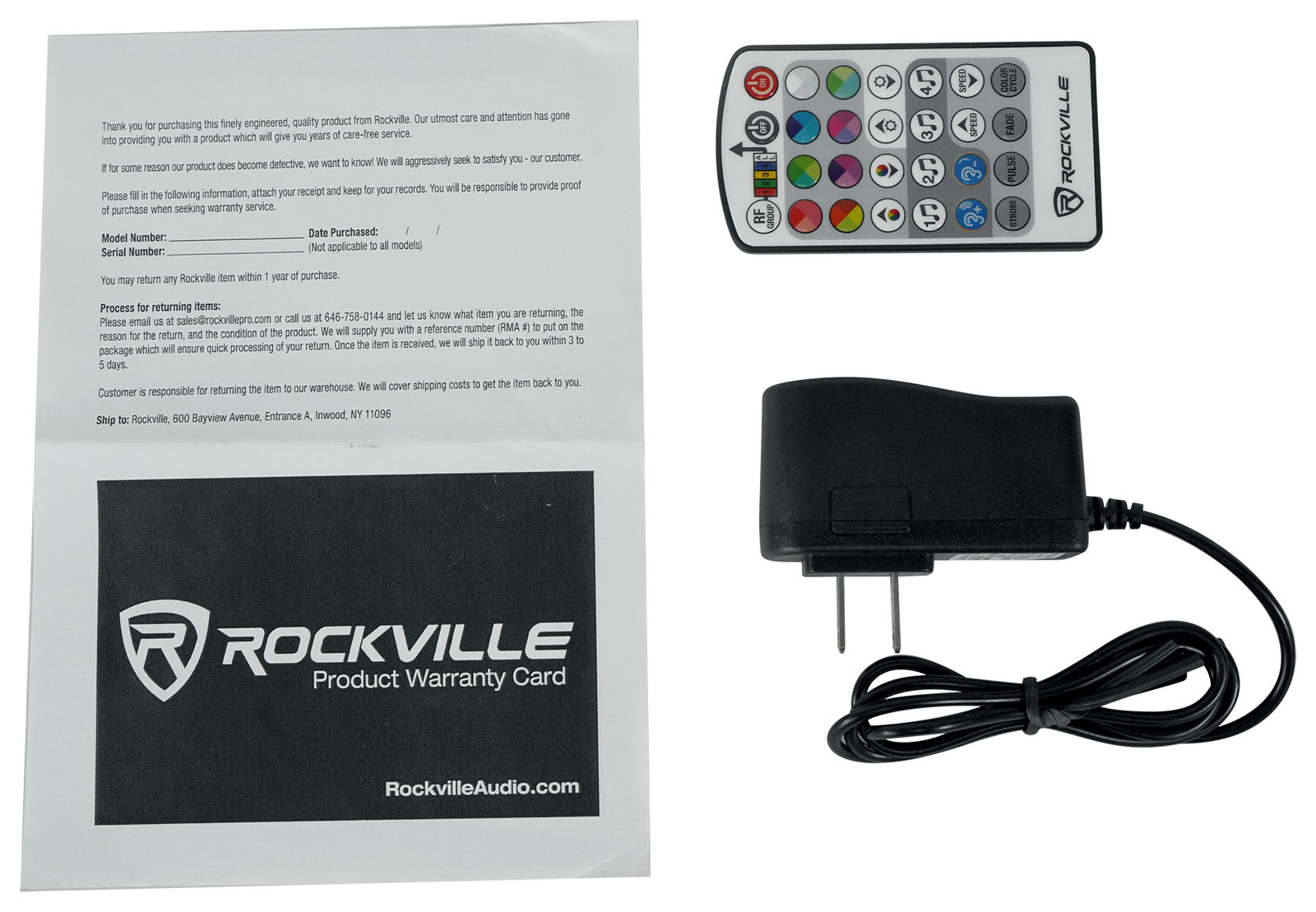 (2) Rockville Mini RF1 V2 RGBWA+UV DMX DJ/Party LED Wash Lights+4-Ch RF Remote
