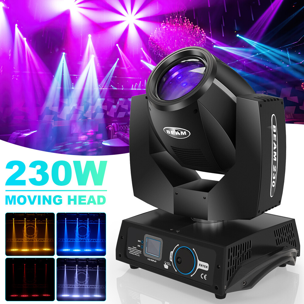 7R 230W LED Moving Head Beam Light 17 Gobo 8 Prism DJ Party Club Stage Lighting