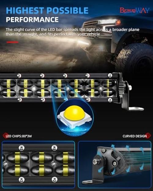 42Inch LED Light Bar 240W 48000LM Dual Row Light Bar Spot Flood Combo LED 42IN