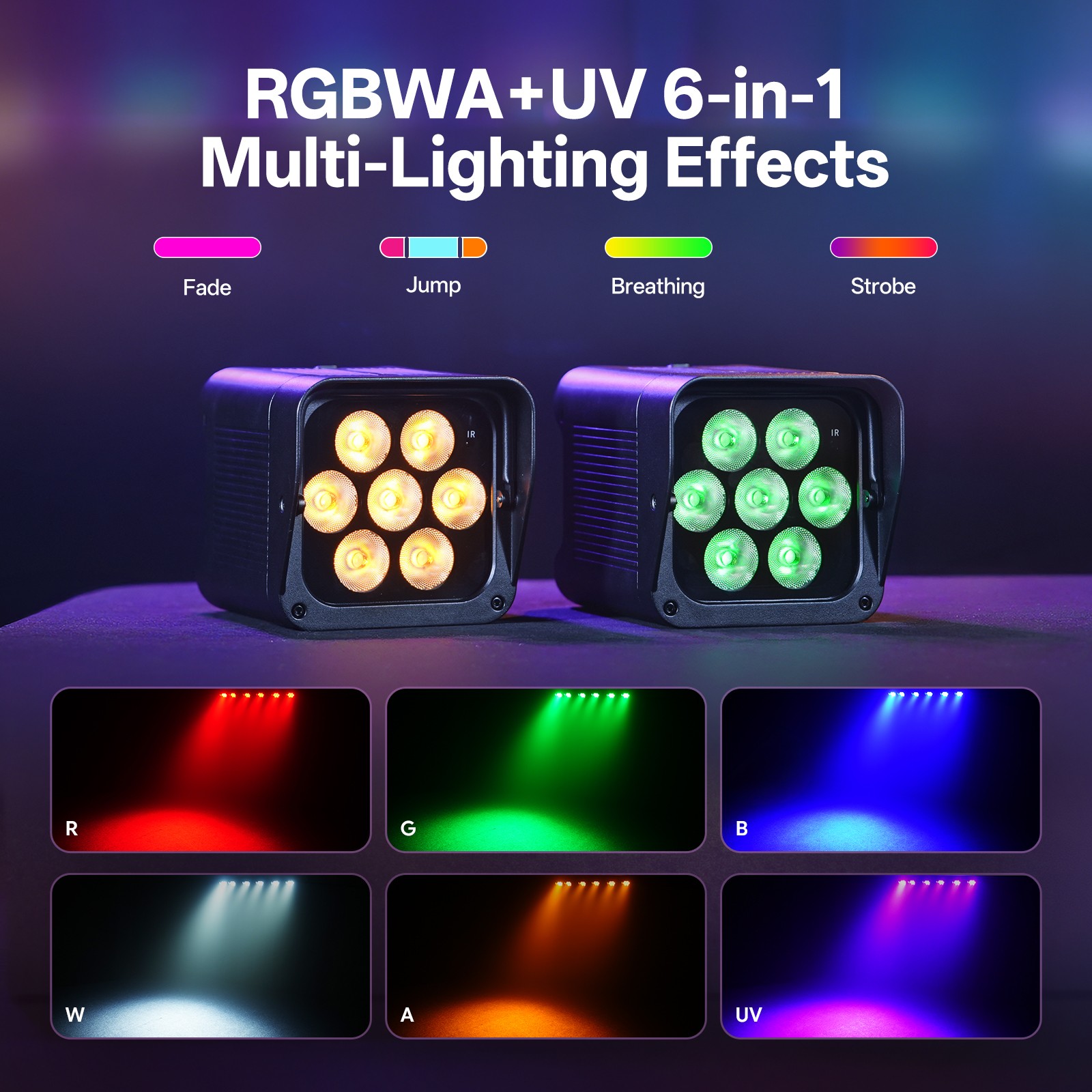 UKING SplashPWR 1 RGBWA UV 8800mAh Par Lighting DMX Stage Light DJ Disco Party