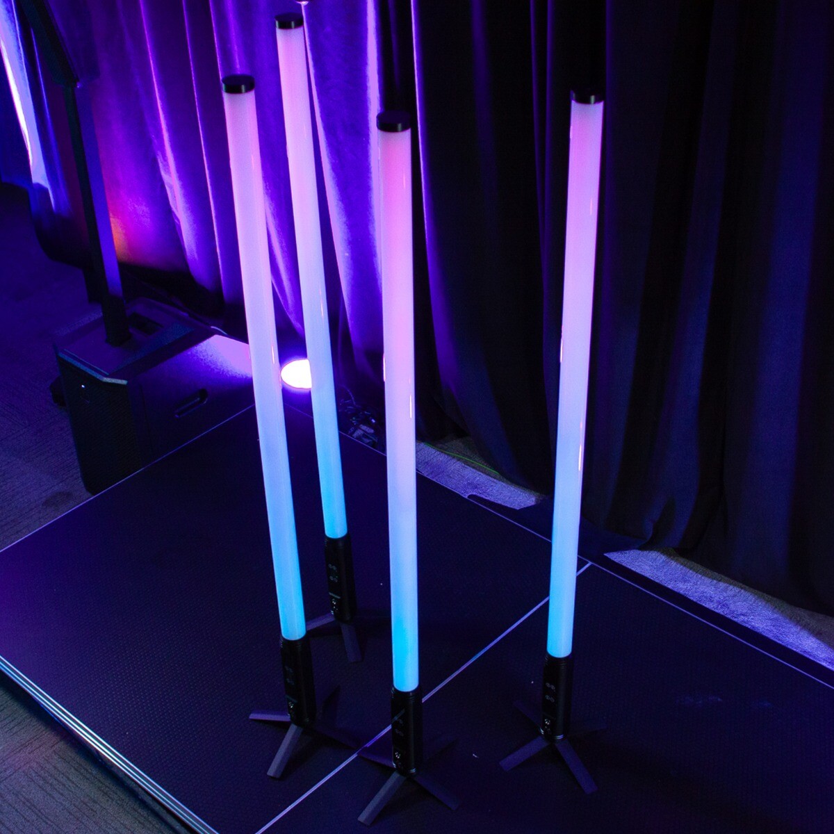 DJ Stage Party LED Tube Effect Accent Lights 4-Pack w Travel Cases & Remote