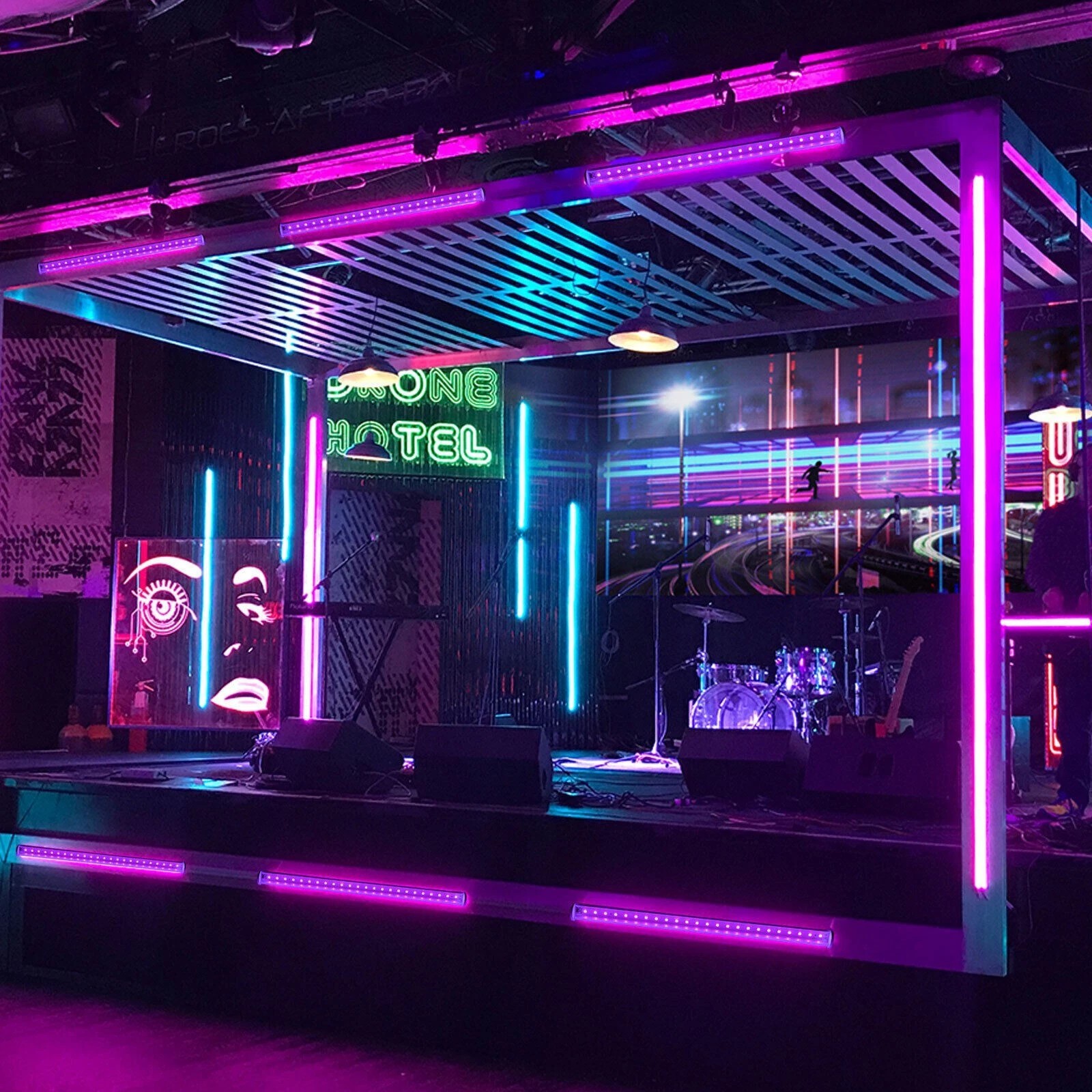 48 LED UV Black Light Bar Fixtures Ultraviolet Lamp Strip US Plug DJ Party
