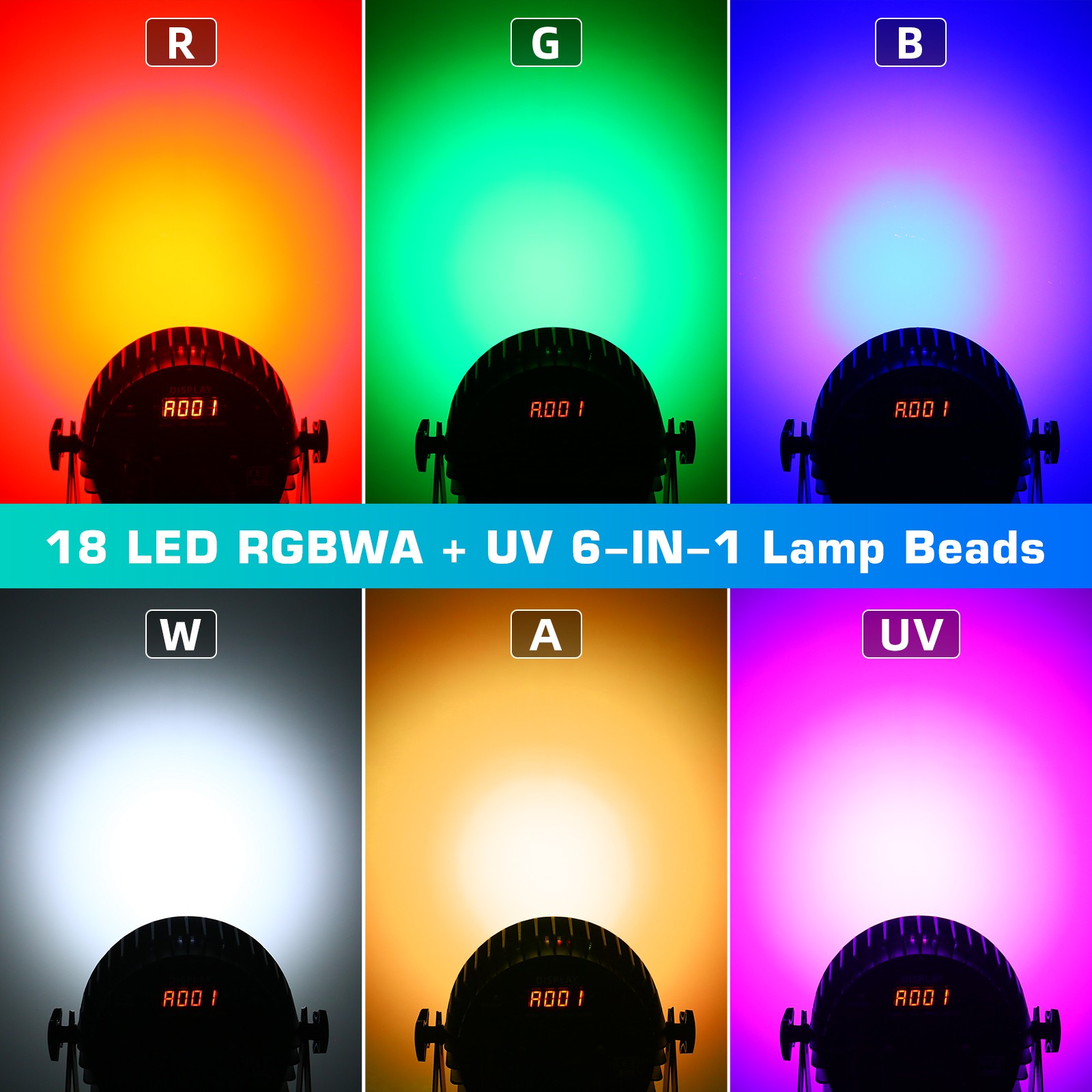 270w RGBWA UV Aluminum Alloy Par Lighting LED Stage Light Beam DMX Party Disco