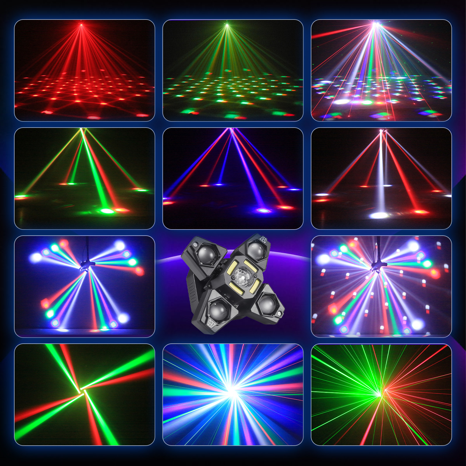 4-Arm Party Laser RGBW LED Moving Head Light Disco Party DJ Stage Lighting Beam