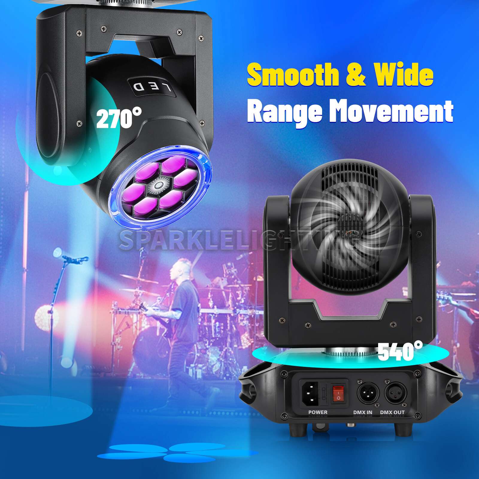 PAIDUN 6 Bee Eye Mini Moving Head Beam Light DMX512 Music Control Rainbow Effect