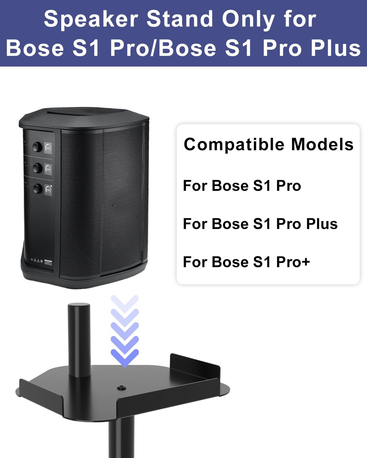 Height Adjustable Speaker Stand for Bose S1 Pro, Extends 45″ to 54″, 20LBS