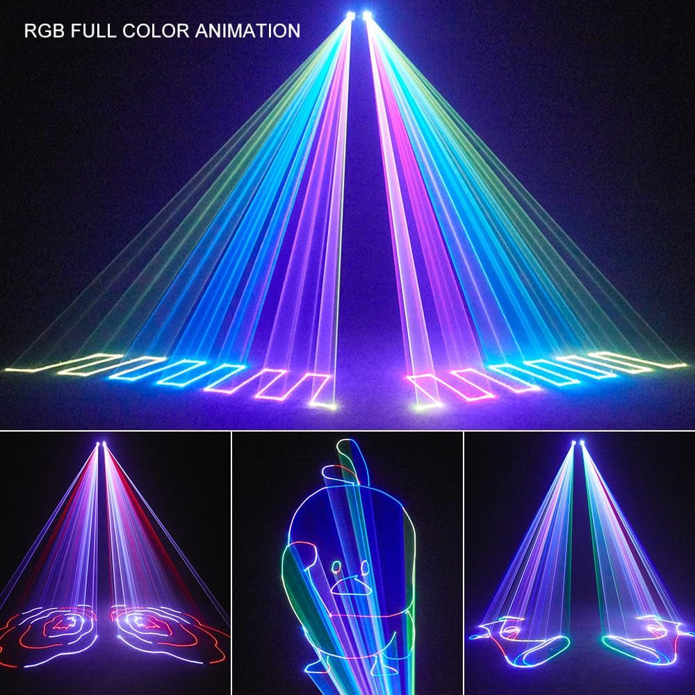 3D RGB Laser DJ Light with DMX, Music Sync & Remote for Parties & Events