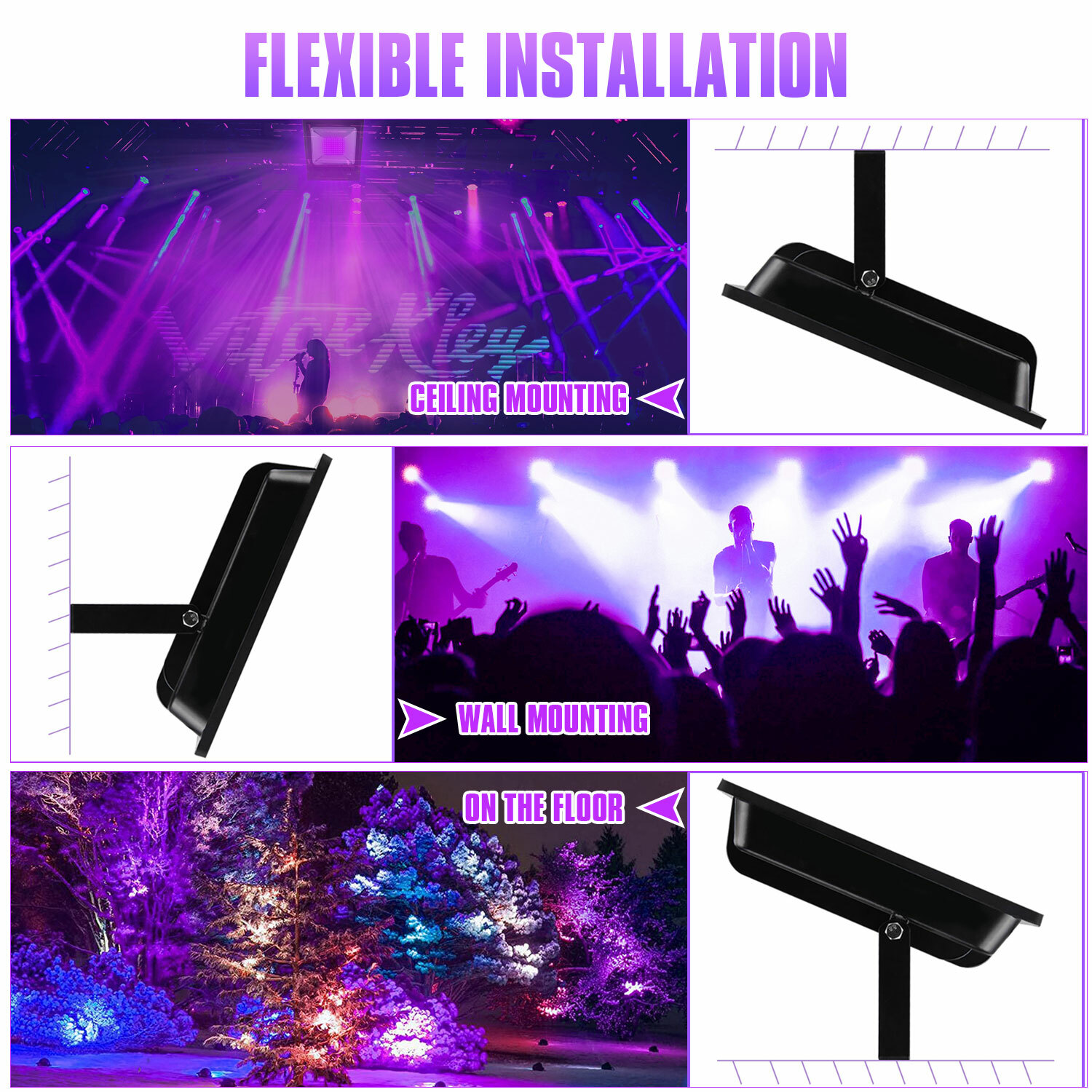 UV LED Black Light 150W Blacklight with Fluorescent Tape For Christmas Halloween