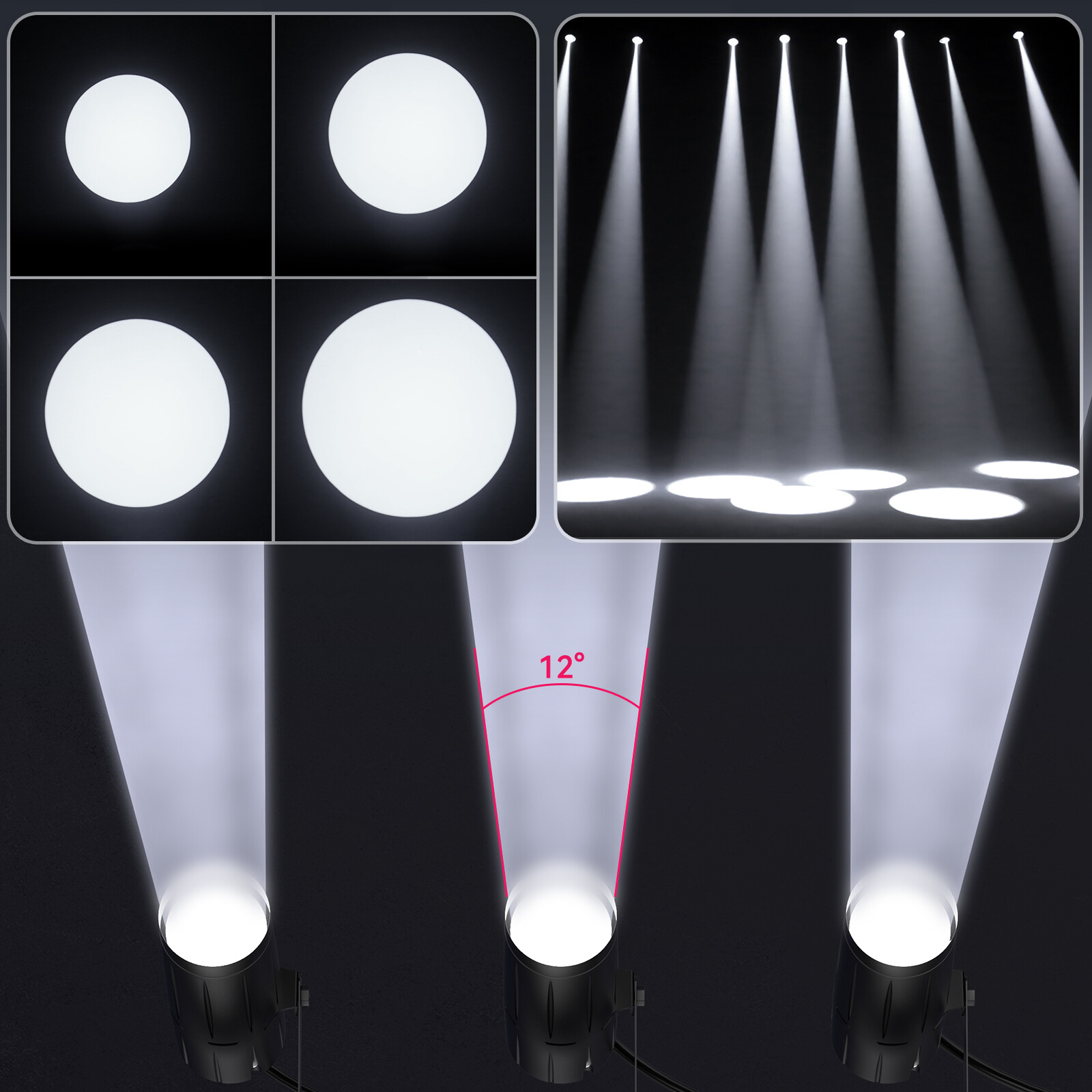 4Pcs UKING 15W LED Pinspot Light Beam Spotlight Stage KTV Disco Ball DJ Lights