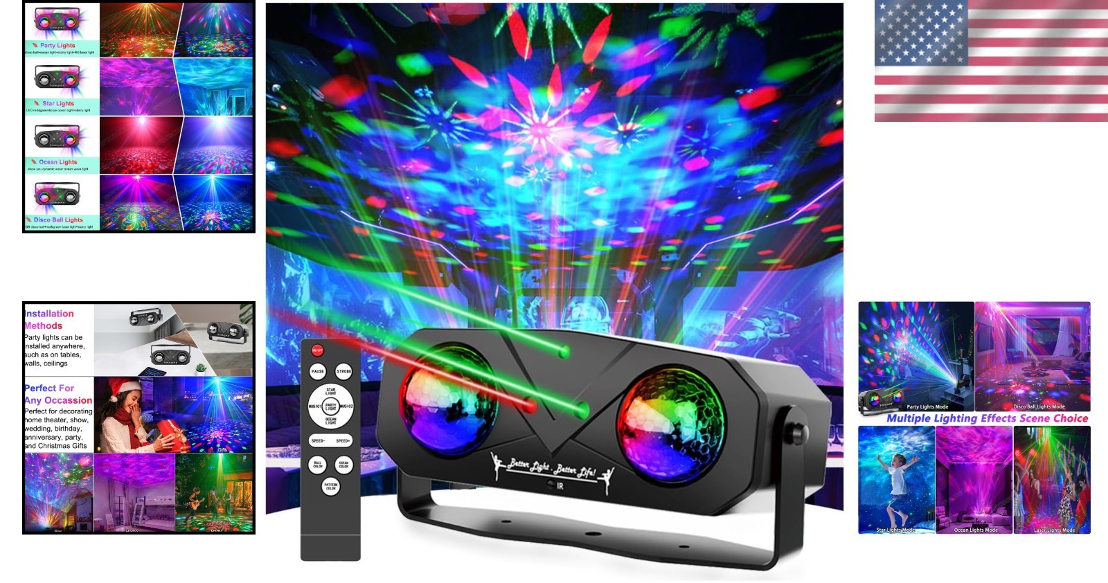 Multi-Mode Disco Ball Light and Ocean Star Projector for Indoor & Outdoor Events